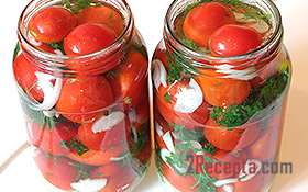 Маринованные помидоры на зиму (в литровых банках)