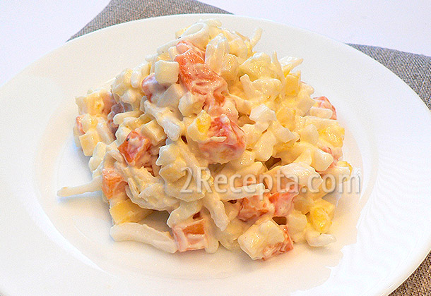 Рецепт салат кальмары с яйцом