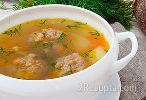 Картофельный суп с фрикадельками и вермишелью