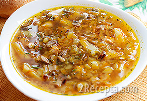 Куриный суп с гречкой и грибами