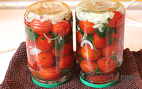 Маринованные помидоры на зиму (в литровых банках)